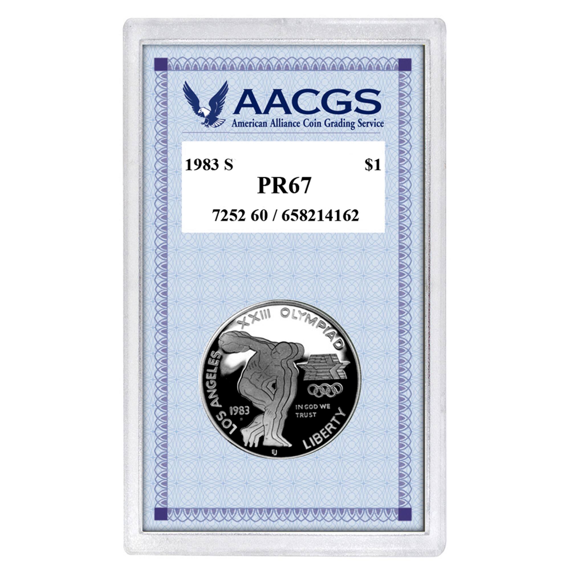 Proof 1983S Los Angeles Olympiad Commemorative Silver Dollar graded PR67